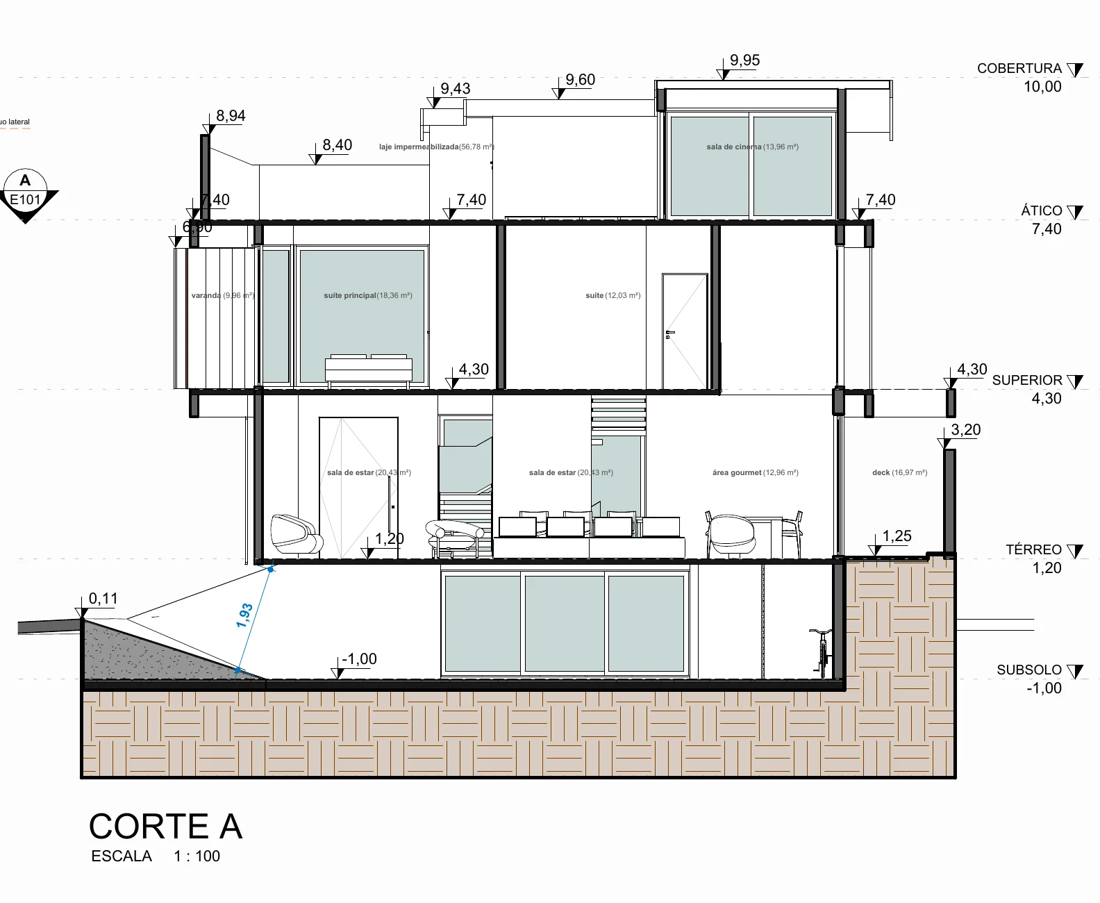 Desenho técnico da Casa 208