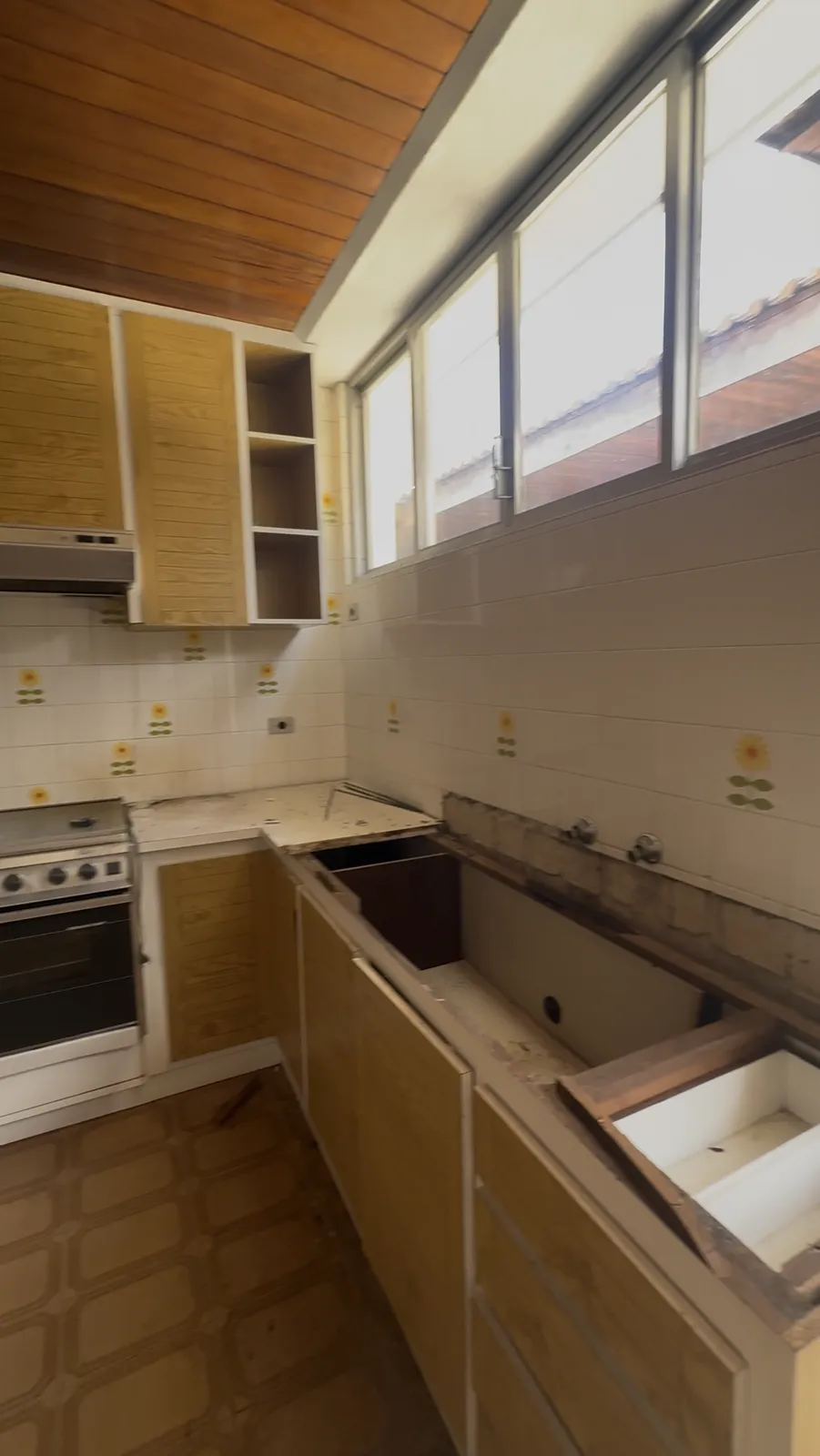 Levantamento: bancada e janelas da cozinha original