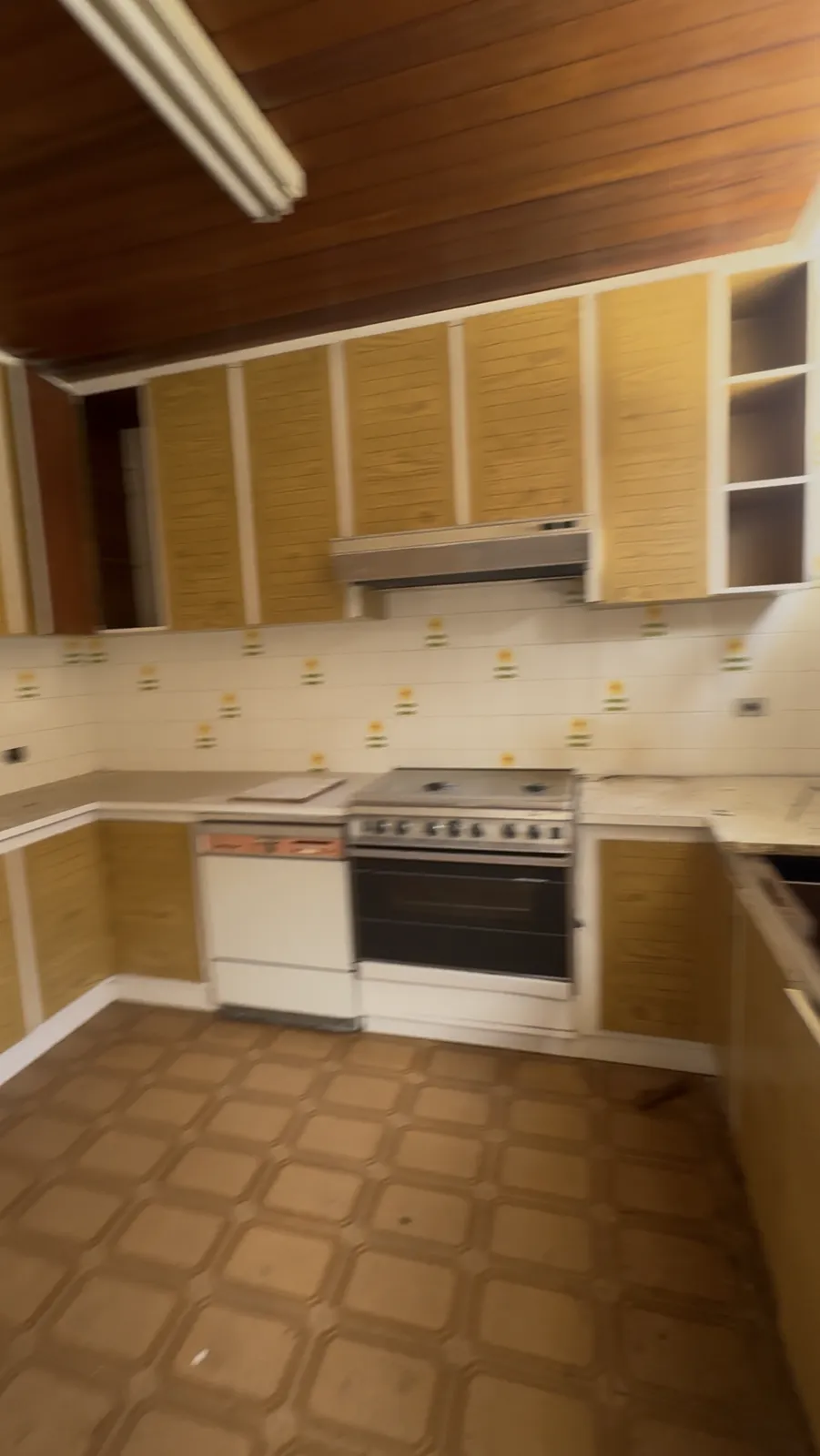 Levantamento: cozinha original com armários e fogão